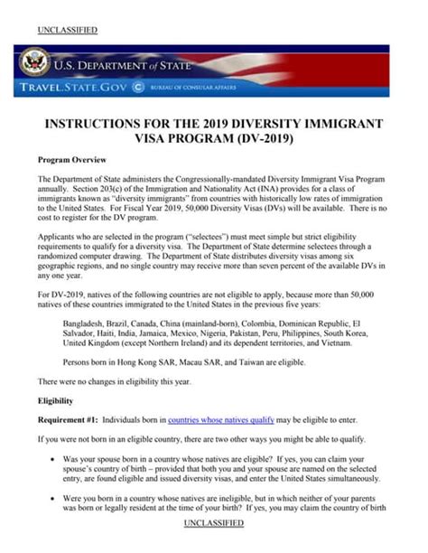 dv 2019|Instructions for the 2019 Diversity Immigrant Visa Program (DV .